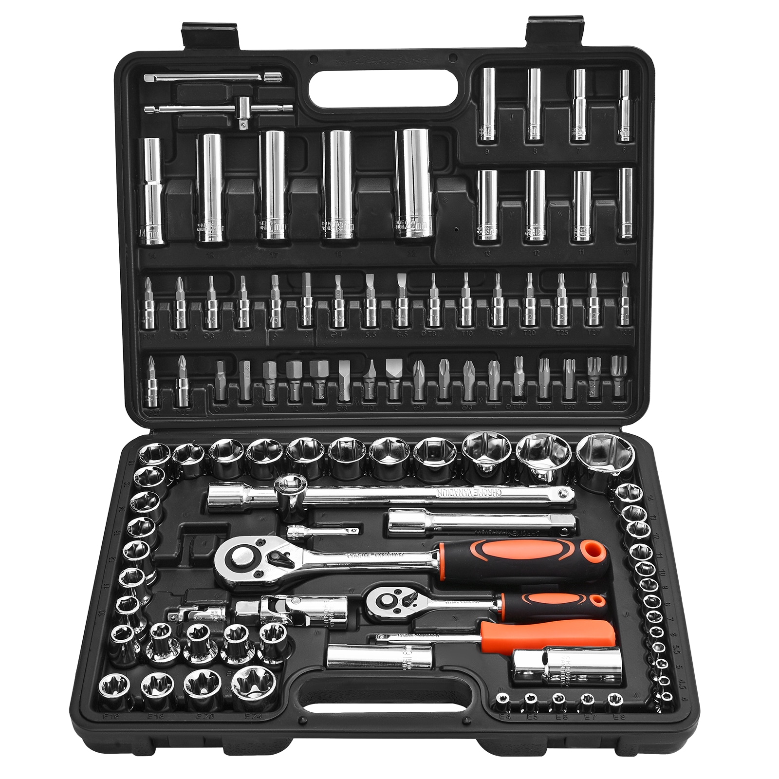 Socket Set And Ratchet Kit In Storage Case For Mechanic Repairs_voghion.com